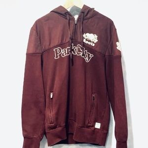 ROOTS Burgundy Park City Zipper Pullover Hoodie